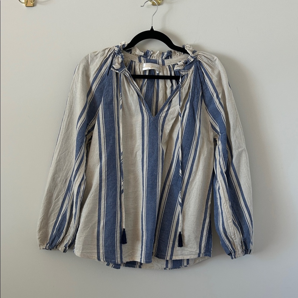 Natalie Martin Linen Blend Striped Top Sz XS